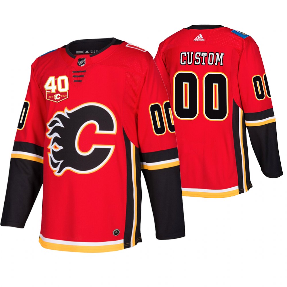 Adidas Calgary Flames Custom 40th Anniversary Third Red 2019-20 NHL Jersey->customized nhl jersey->Custom Jersey